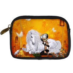 Wonderful Unicorn With Fairy Digital Camera Leather Case by FantasyWorld7