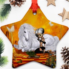 Wonderful Unicorn With Fairy Star Ornament (two Sides) by FantasyWorld7