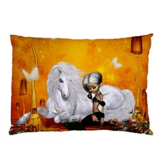 Wonderful Unicorn With Fairy Pillow Case (two Sides) by FantasyWorld7