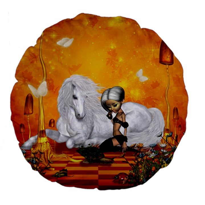 Wonderful Unicorn With Fairy Large 18  Premium Flano Round Cushions