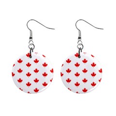 Maple Leaf Canada Emblem Country Mini Button Earrings by Mariart