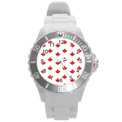 Maple Leaf Canada Emblem Country Round Plastic Sport Watch (l) by Mariart