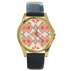 Tribal signs 2          Round Gold Metal Watch