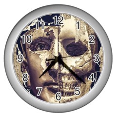 Creepy Photo Collage Artwork Wall Clock (silver)