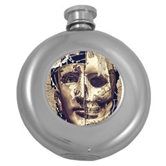 Creepy Photo Collage Artwork Round Hip Flask (5 Oz) by dflcprintsclothing