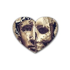 Creepy Photo Collage Artwork Heart Coaster (4 Pack)  by dflcprintsclothing