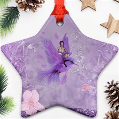 Fairy With Fantasy Bird Star Ornament (two Sides) by FantasyWorld7