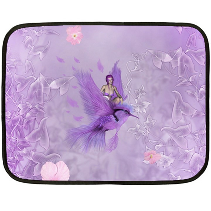 Fairy With Fantasy Bird Fleece Blanket (Mini)