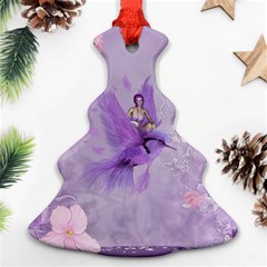 Fairy With Fantasy Bird Christmas Tree Ornament (two Sides) by FantasyWorld7