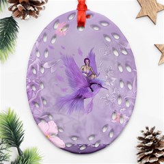 Fairy With Fantasy Bird Ornament (oval Filigree) by FantasyWorld7