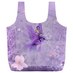 Fairy With Fantasy Bird Full Print Recycle Bag (xl) by FantasyWorld7