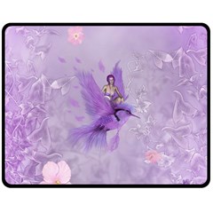 Fairy With Fantasy Bird Double Sided Fleece Blanket (medium)  by FantasyWorld7