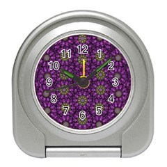 Ornate Heavy Metal Stars In Decorative Bloom Travel Alarm Clock by pepitasart