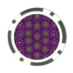 Ornate Heavy Metal Stars In Decorative Bloom Poker Chip Card Guard by pepitasart