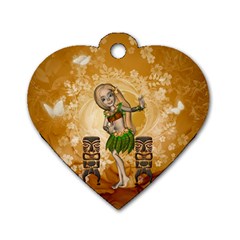 Cute Littel Island Girl Dog Tag Heart (two Sides)