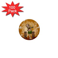 Cute Littel Island Girl 1  Mini Buttons (100 Pack)  by FantasyWorld7