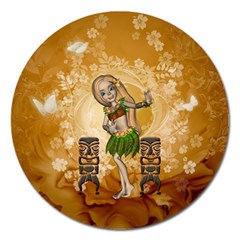 Cute Littel Island Girl Magnet 5  (round) by FantasyWorld7