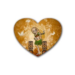 Cute Littel Island Girl Rubber Coaster (heart)  by FantasyWorld7