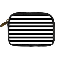 Black Stripes Digital Camera Leather Case by snowwhitegirl