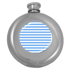 Blue Stripes Round Hip Flask (5 Oz) by snowwhitegirl