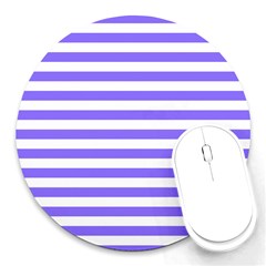 Lilac Purple Stripes Round Mousepads by snowwhitegirl