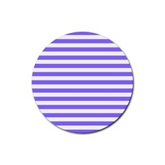 Lilac Purple Stripes Rubber Coaster (round)  by snowwhitegirl