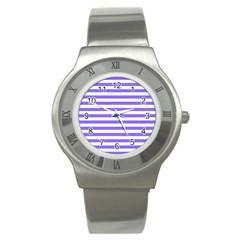 Lilac Purple Stripes Stainless Steel Watch by snowwhitegirl