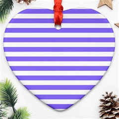 Lilac Purple Stripes Heart Ornament (two Sides) by snowwhitegirl