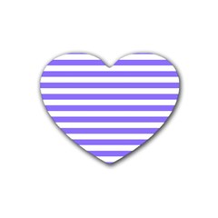 Lilac Purple Stripes Rubber Coaster (heart)  by snowwhitegirl