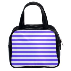 Lilac Purple Stripes Classic Handbag (two Sides) by snowwhitegirl