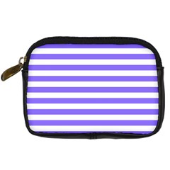 Lilac Purple Stripes Digital Camera Leather Case by snowwhitegirl