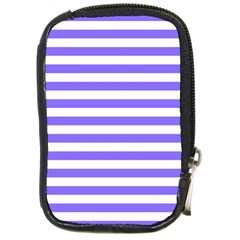 Lilac Purple Stripes Compact Camera Leather Case by snowwhitegirl