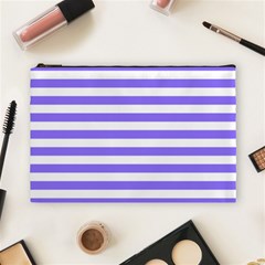 Lilac Purple Stripes Cosmetic Bag (large) by snowwhitegirl