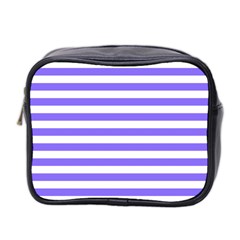 Lilac Purple Stripes Mini Toiletries Bag (two Sides) by snowwhitegirl