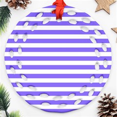 Lilac Purple Stripes Round Filigree Ornament (two Sides) by snowwhitegirl