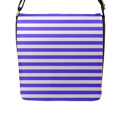 Lilac Purple Stripes Flap Closure Messenger Bag (l) by snowwhitegirl