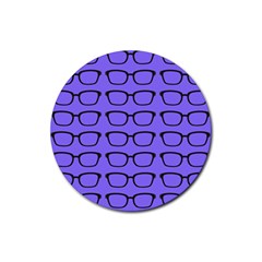 Nerdy Glasses Purple Rubber Round Coaster (4 Pack)  by snowwhitegirl