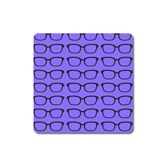 Nerdy Glasses Purple Square Magnet by snowwhitegirl