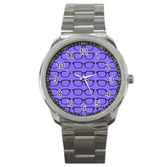 Nerdy Glasses Purple Sport Metal Watch by snowwhitegirl