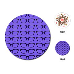 Nerdy Glasses Purple Playing Cards (round) by snowwhitegirl