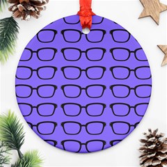 Nerdy Glasses Purple Round Ornament (two Sides) by snowwhitegirl