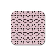 Nerdy Glasses Pink Rubber Coaster (square)  by snowwhitegirl