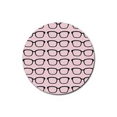 Nerdy Glasses Pink Rubber Round Coaster (4 Pack)  by snowwhitegirl