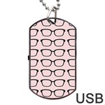 Nerdy Glasses Pink Dog Tag USB Flash (Two Sides) Back