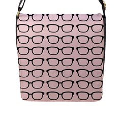 Nerdy Glasses Pink Flap Closure Messenger Bag (l) by snowwhitegirl