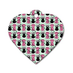 Waitress Uniform Dresses Nerdy Glasses Pattern Green Dog Tag Heart (two Sides) by snowwhitegirl