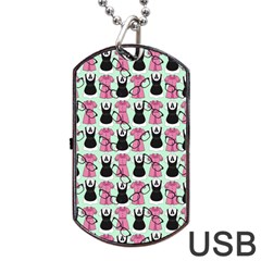 Waitress Uniform Dresses Nerdy Glasses Pattern Green Dog Tag Usb Flash (two Sides) by snowwhitegirl