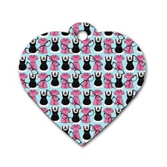 Waitress Uniform Dresses Nerdy Glasses Pattern Blue Dog Tag Heart (two Sides) by snowwhitegirl