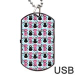 Waitress Uniform Dresses Nerdy Glasses Pattern Blue Dog Tag USB Flash (One Side) Front