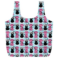 Waitress Uniform Dresses Nerdy Glasses Pattern Blue Full Print Recycle Bag (xl) by snowwhitegirl